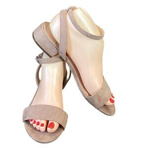 A New Day Women's Winona Ankle Strap Low Block Heel Sandals Taupe Sz 7 #281G